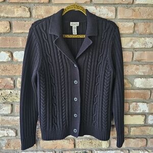 Vintage Heavy Cable Knit Chunky Black Cardigan